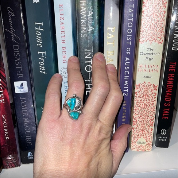 Genuine Authentic Navajo Silver Turquoise ring. Stamped NE. Size 6 - Picture 3 of 9